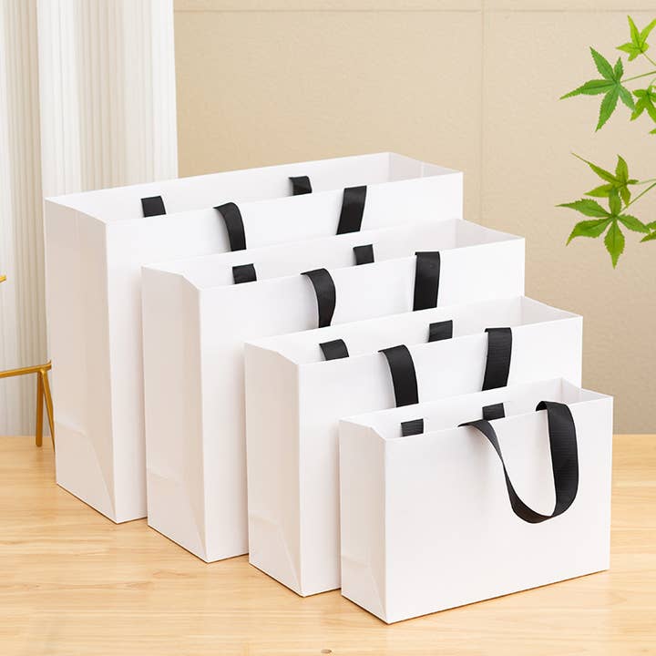 ByHome - Wholesale Gift Bag - 10pcs, premium Threaded Rope White Gift Bag w/ free tissue