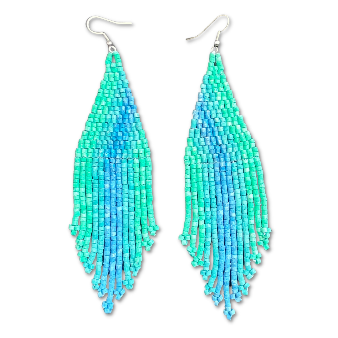 Los Colores de la Tierra - Wholesale Tassel Earrings - Lightweight Fringe Earrings in Elegant Turquoise Ombre1