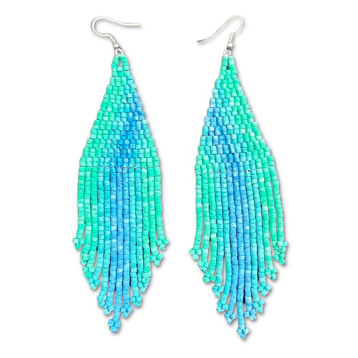 Los Colores de la Tierra - Wholesale Tassel Earrings - Lightweight Fringe Earrings in Elegant Turquoise Ombre1
