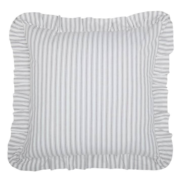 VHC Brands - Vente Taies/housses d'oreiller - Taie d'oreiller Euro Timeless en tissu gris à volants, 26 L x 26 W1