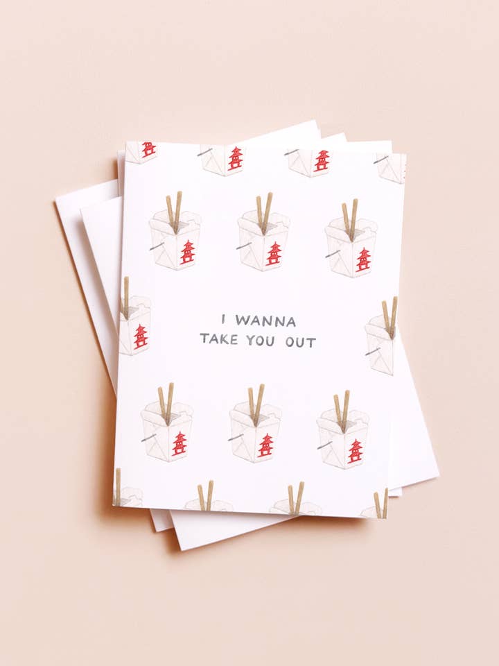 Take You Out — Asian Food Pun Love Card for wholesale by Amy Zhang