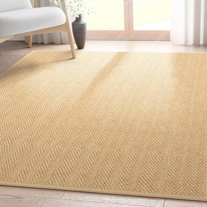 Well Woven - Wholesale Area Rug - Faux-Jute Boerboel Geometric Herringbone Beige Flatweave Rug4