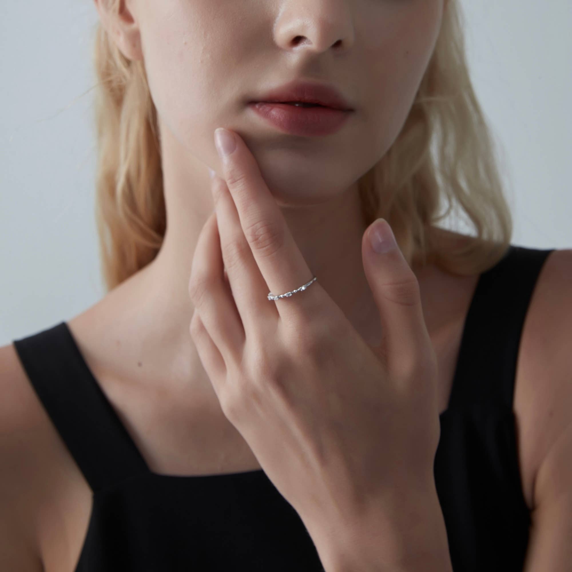 Perimade & Co. LLC - Wholesale Multi-Stone Ring - Moissanite Wedding Stacking Thin Ring in 925 Sterling Silver2