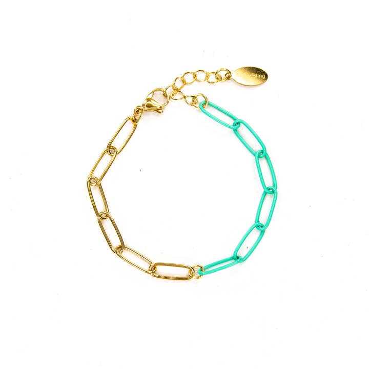 Savvy Bling - Wholesale Link & Chain Bracelet - Enamel 16+ Colors paperclip & Gold chain link bracelet1