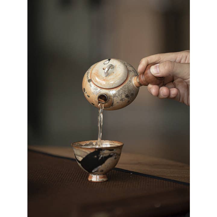 Gohobi (We cover U.S. import duties) - Wholesale Tea Pot - Gohobi Handmade Black Ink Hand-painted Cat Side Handle Teapot 0036