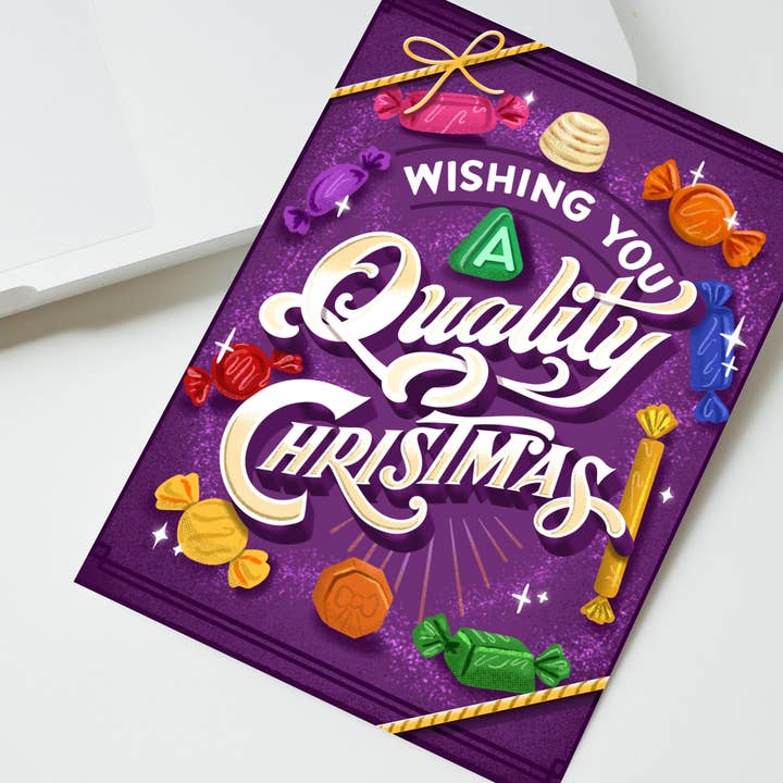 Carte de vœux de Noël Quality Street pour la vente par To & From Gift Co.