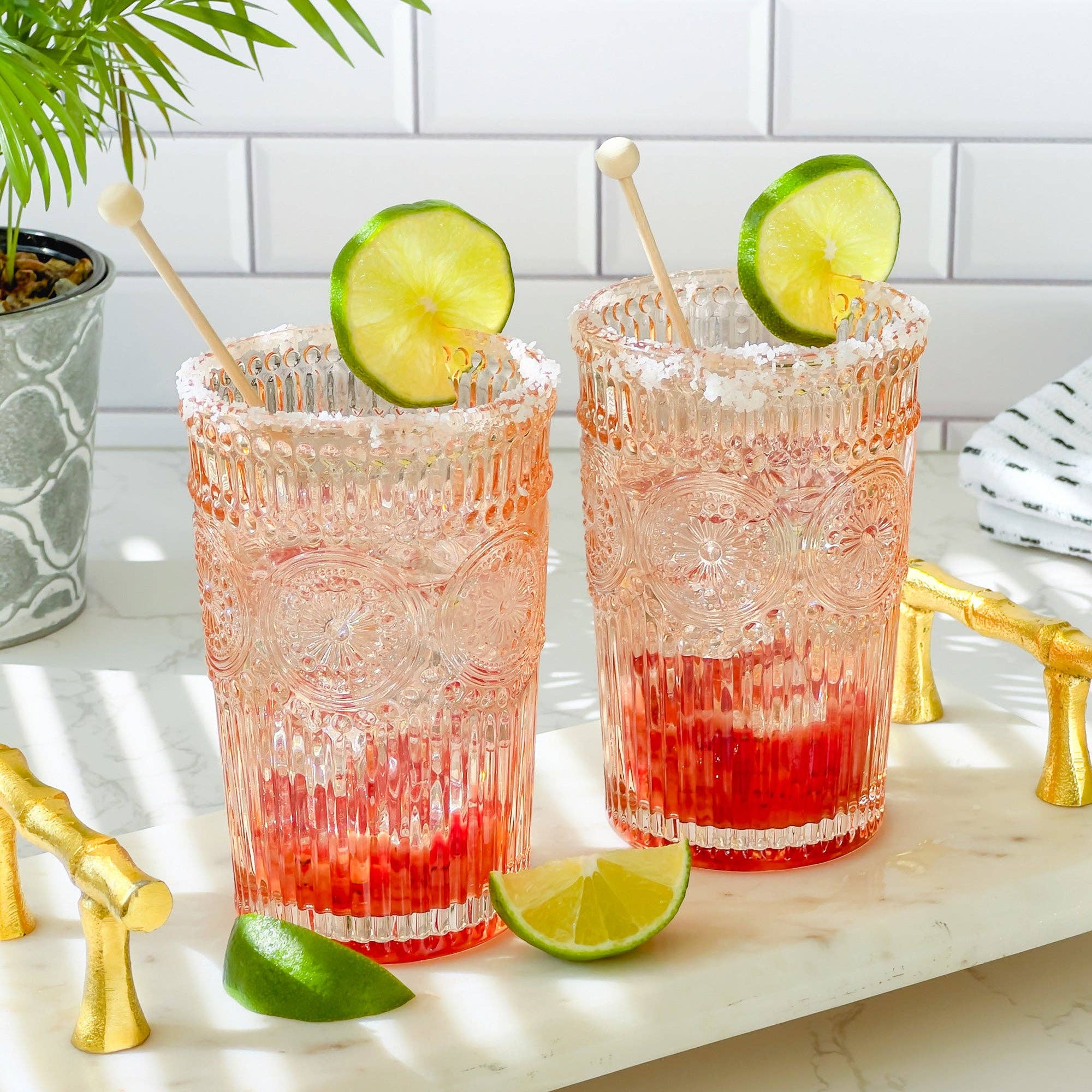 Kate Aspen – Engroshandel Drikkeglas/kop – 13 oz. vintage teksturerede drikkeglas i rosaguld (sæt med 6)1