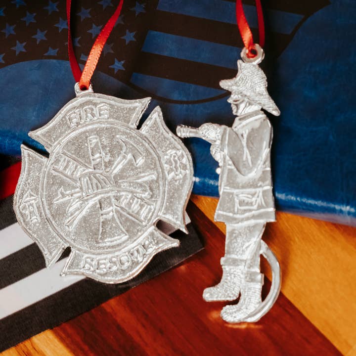 House of Morgan Pewter - Wholesale Ornament - Handmade Firefighter Ornaments - Fire Chief - Fire Truck1