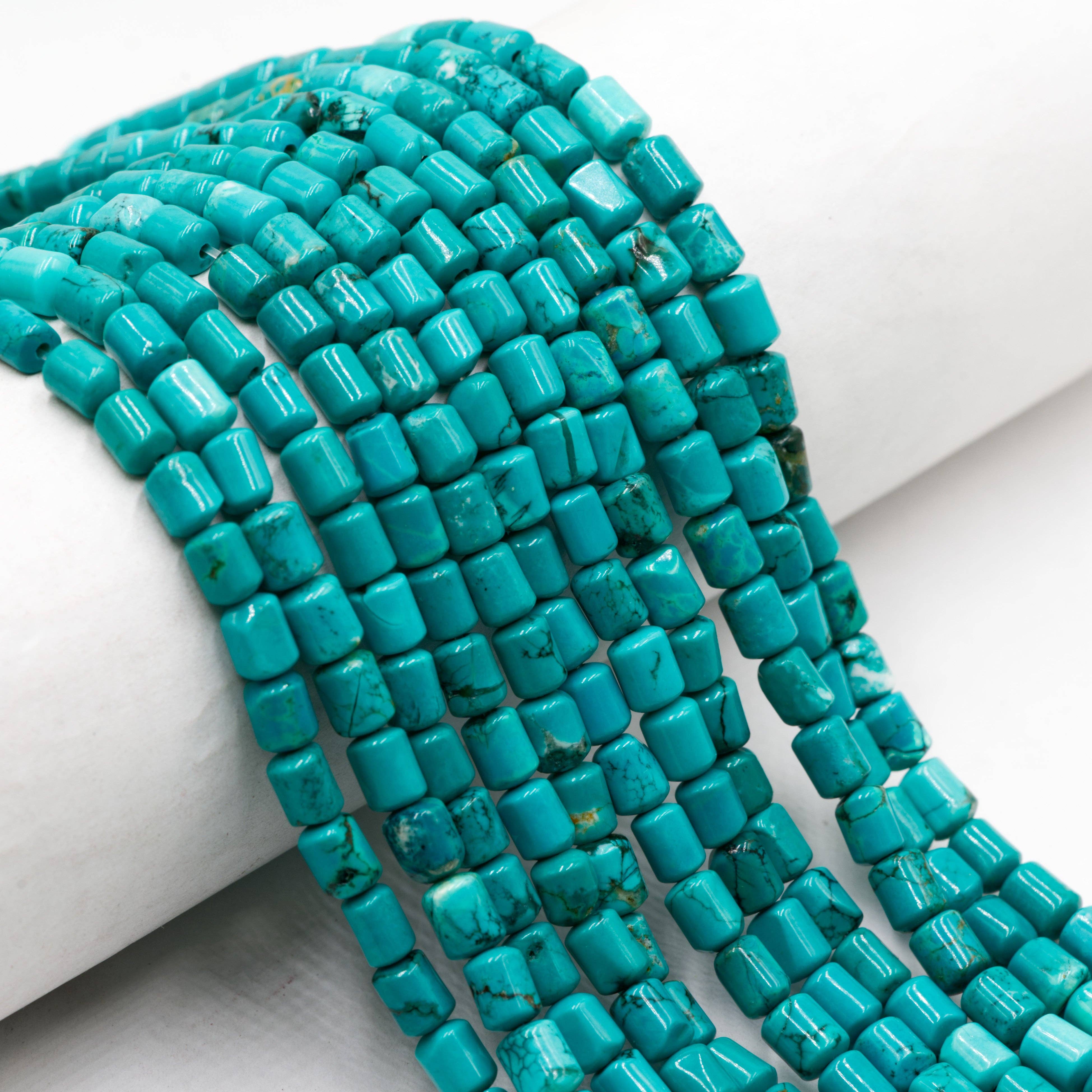 CRCBEADS - Wholesale Beads - Blue Green Turquoise Cylinder Tube Beads Size 5x6mm 15.5" Strand0