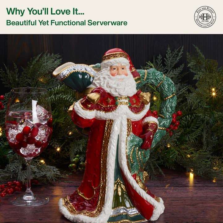 RED Fitz & Floyd Noel Holiday Santa Pitcher Gift Box Pkg for wholesale on Faire4