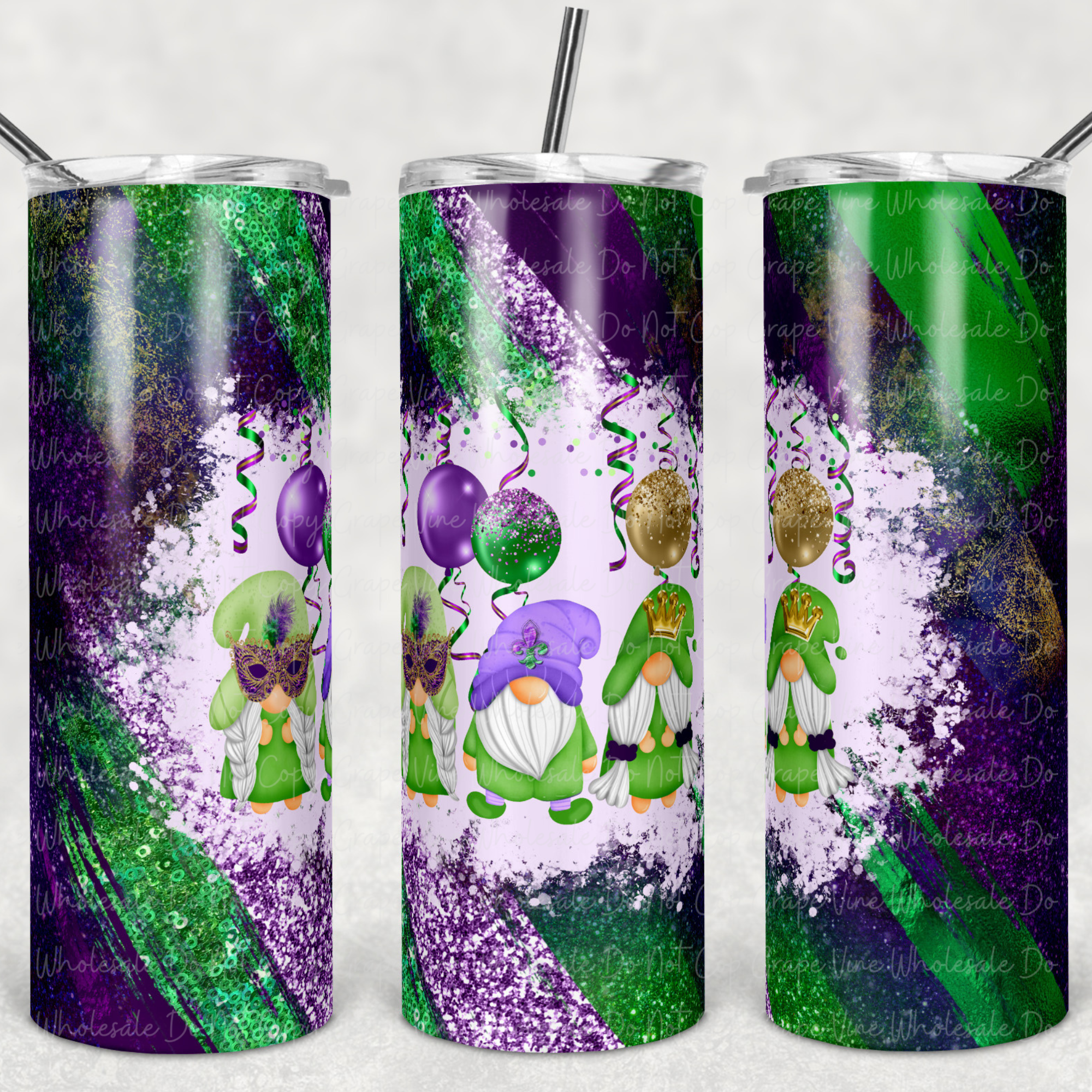 GrapeVineWholesale - Vente Gourde/bouteille isotherme - Gnomes sur Mardi Gras Milkyway Gobelet 20oz0