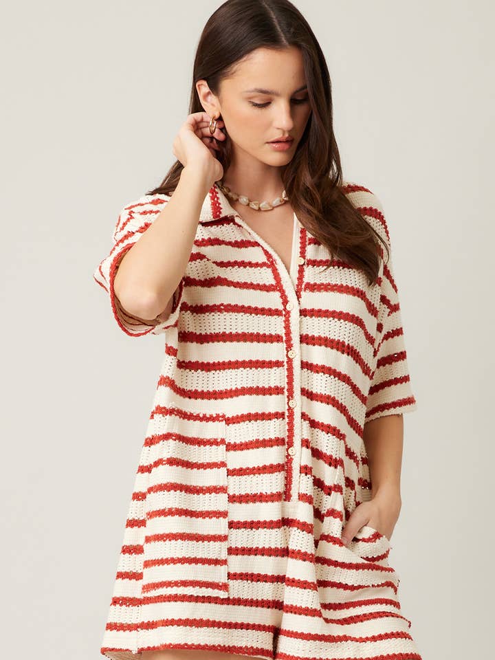 ILLA ILLA - Wholesale Romper - Women's - Slouchy Striped Crochet Romper20