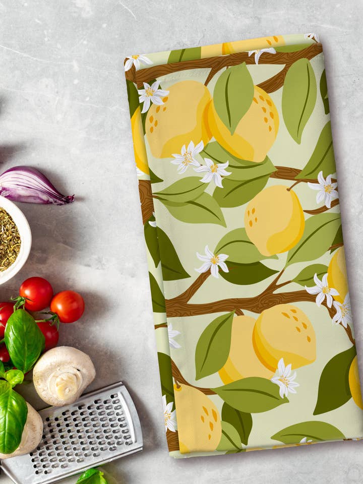 Tea Towel - Under the Lemon Grove - 19 x 27" for wholesale by Roxy Lane Design