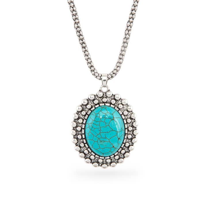 Oval Stone Pendant Necklace Set for wholesale by LA Jewelry Plaza