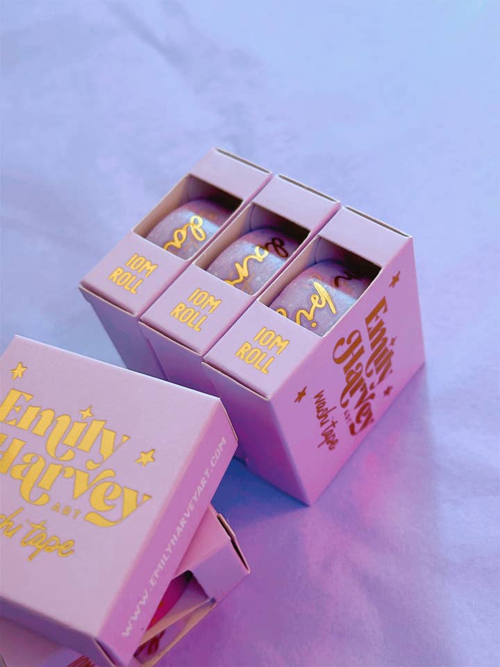 Dare to Dream Big Lilac Gold Foiled Washi Tape for wholesale by Emily Harvey Art