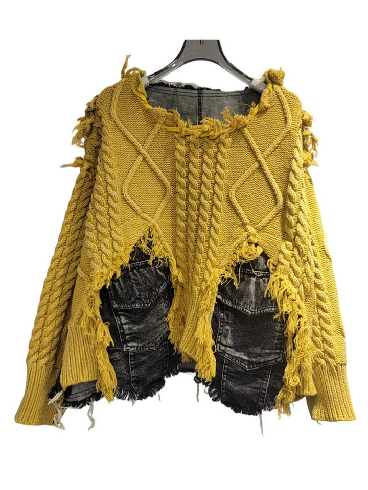 Distressed Knit Cable Sweater for wholesale by Soli Echo