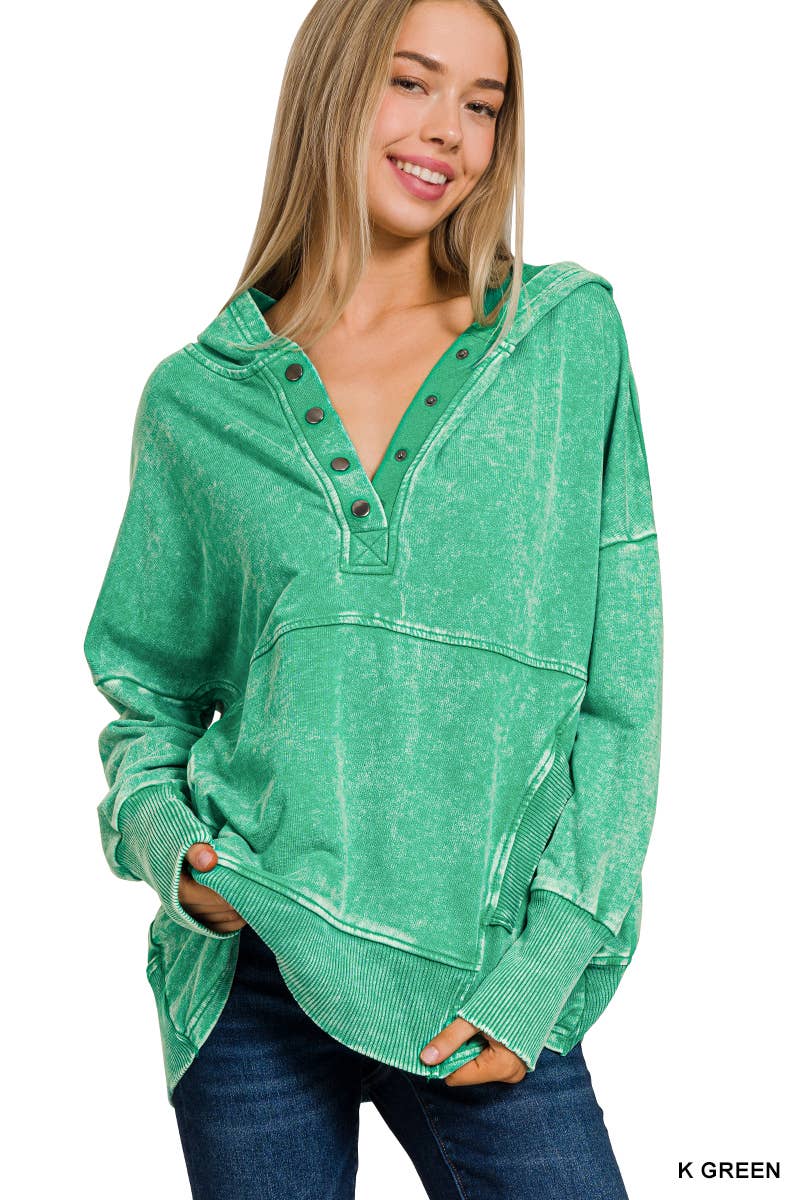 42POPS - Vente Sweat à capuche – femme - Sweat à capuche en molleton français délavé à l'acide avec poche kangourou.19