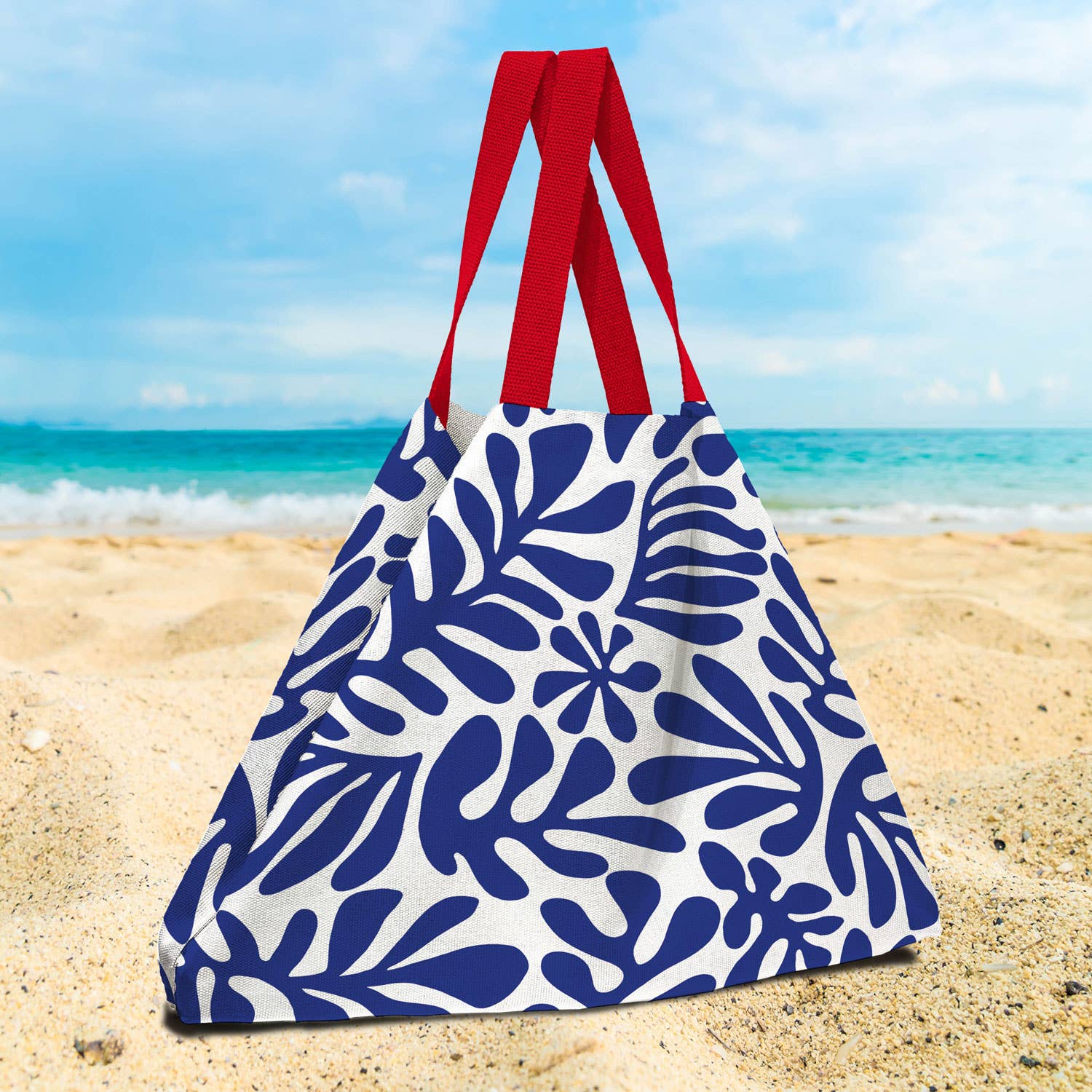 Barceloning – Engroshandel Tote bag - Dame – Stor taske med hvid og blå print4