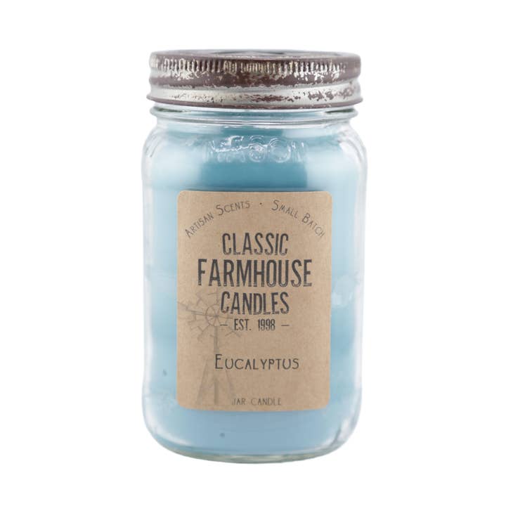 Vela clásica en tarro con forma de estrella de eucalipto de 14 onzas para venta al por mayor de Classic Farmhouse Candles