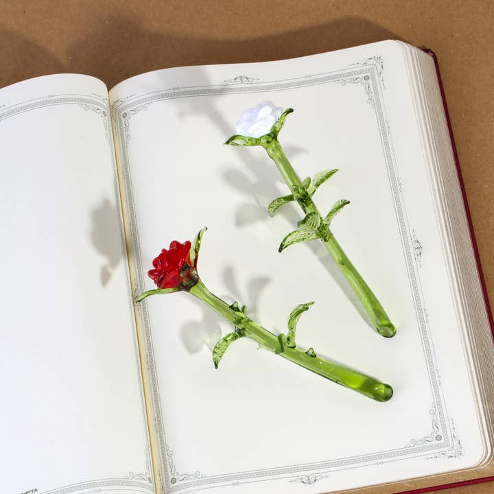 Glass Red and white Roses, wedding floral decor, flower gift for wholesale by Adamodart