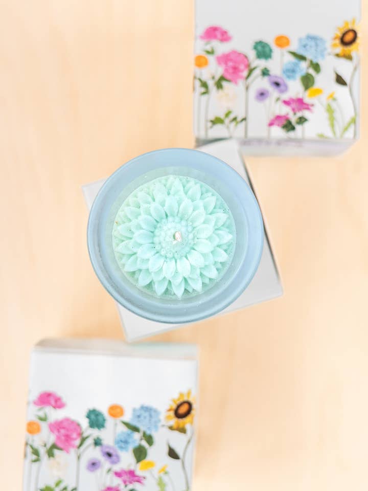 Dahlia Flower Candle, Eco -Friendly Candle - multiple sizes for wholesale by Multifaceted™ Artisan Candles