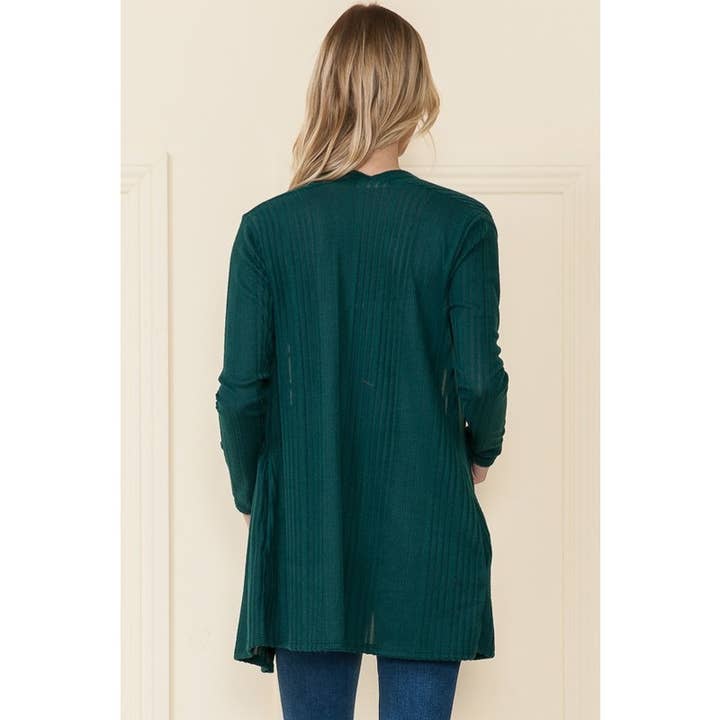 SOLID UREGELMÆSSIG RIB CARDIGAN MED SIDELOMMER for engroshandel hos Reborn J