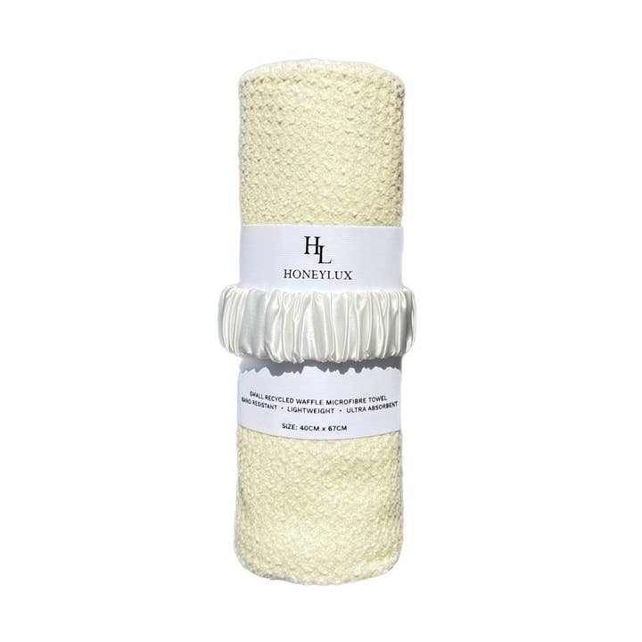 Small Yoga / Turkish Waffle Towel & Silk Band - Pale Yellow for wholesale by HoneyLux
