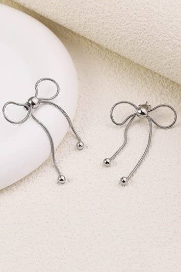 JOSSLYN by wall to wall - Wholesale Dangle Earrings - 18K STAINLESS STEEL TARNISH FREE BOW EARRINGS | 40E3301