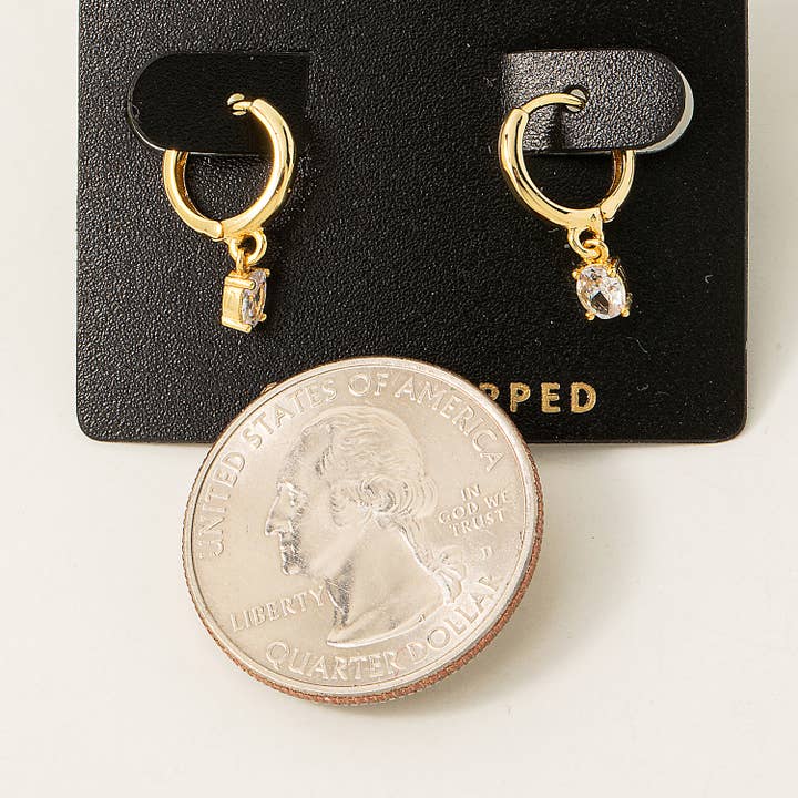 Fame Accessories - Wholesale Huggie Earrings - Gold Dipped Mini Rhinestone Huggie Earrings