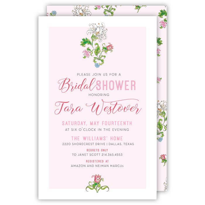 Handpainted Pink Floral Block Print Large Flat for wholesale by RosanneBeck Collections