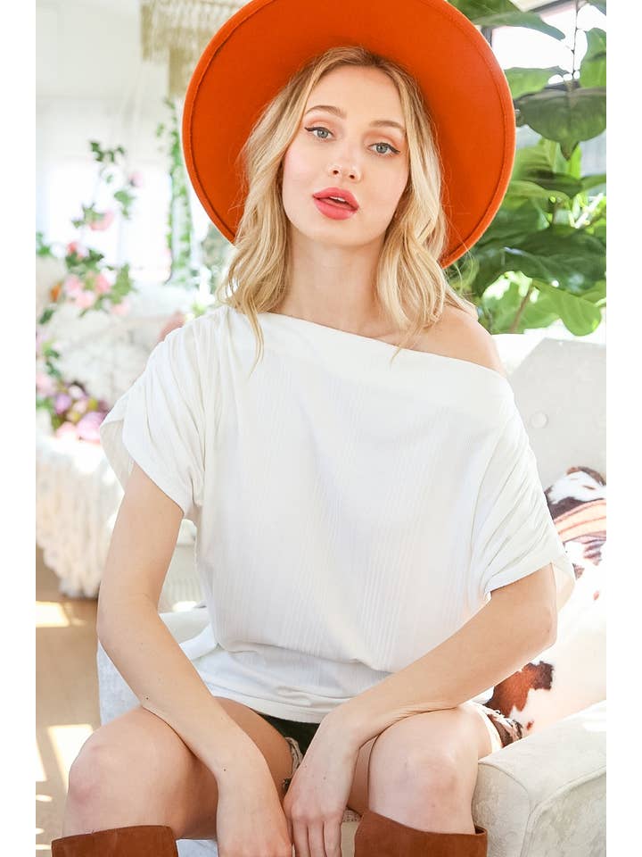 Vine & Love - Vente Haut en maille – femme - Haut en tricot côtelé en jersey à encolure bateau VT3190110