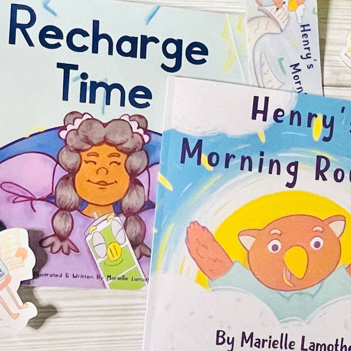 Ensemble de livres signés "Recharge du temps de routine matinale de Henry" pour la vente par Unravelingarts