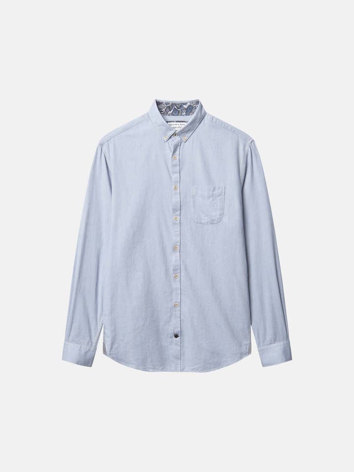 COLOURS & SONS - Vente Chemise à col boutonné – homme - Chemise basique en twill - Lake