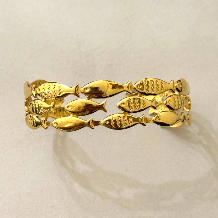 Cassette Barcelona - Wholesale Cuff Bracelet - The Fishes Stainless Steel Bangle Bracelet1