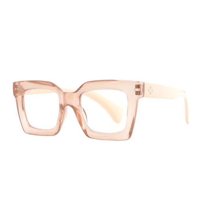 Ryan Simkhai Eyeshop - Wholesale Eyeglasses - Unisex - FIONA | Transparent Nude| Peach Temples | Blue Light