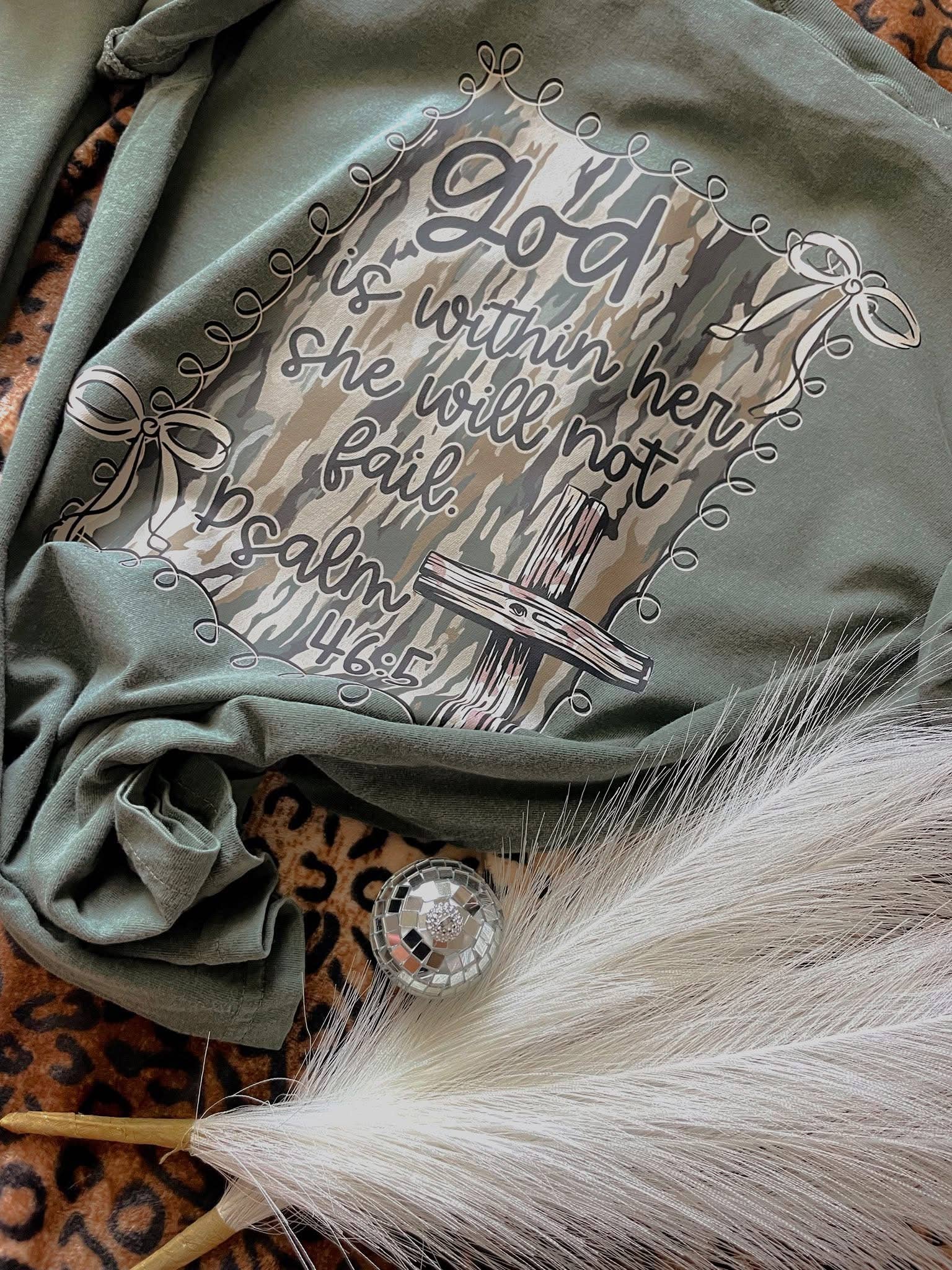 ZZ Threadz - Wholesale Screen Printed T-Shirt - Women's - God is Within Her Camo Faith Comfort Colors Graphic Teem2