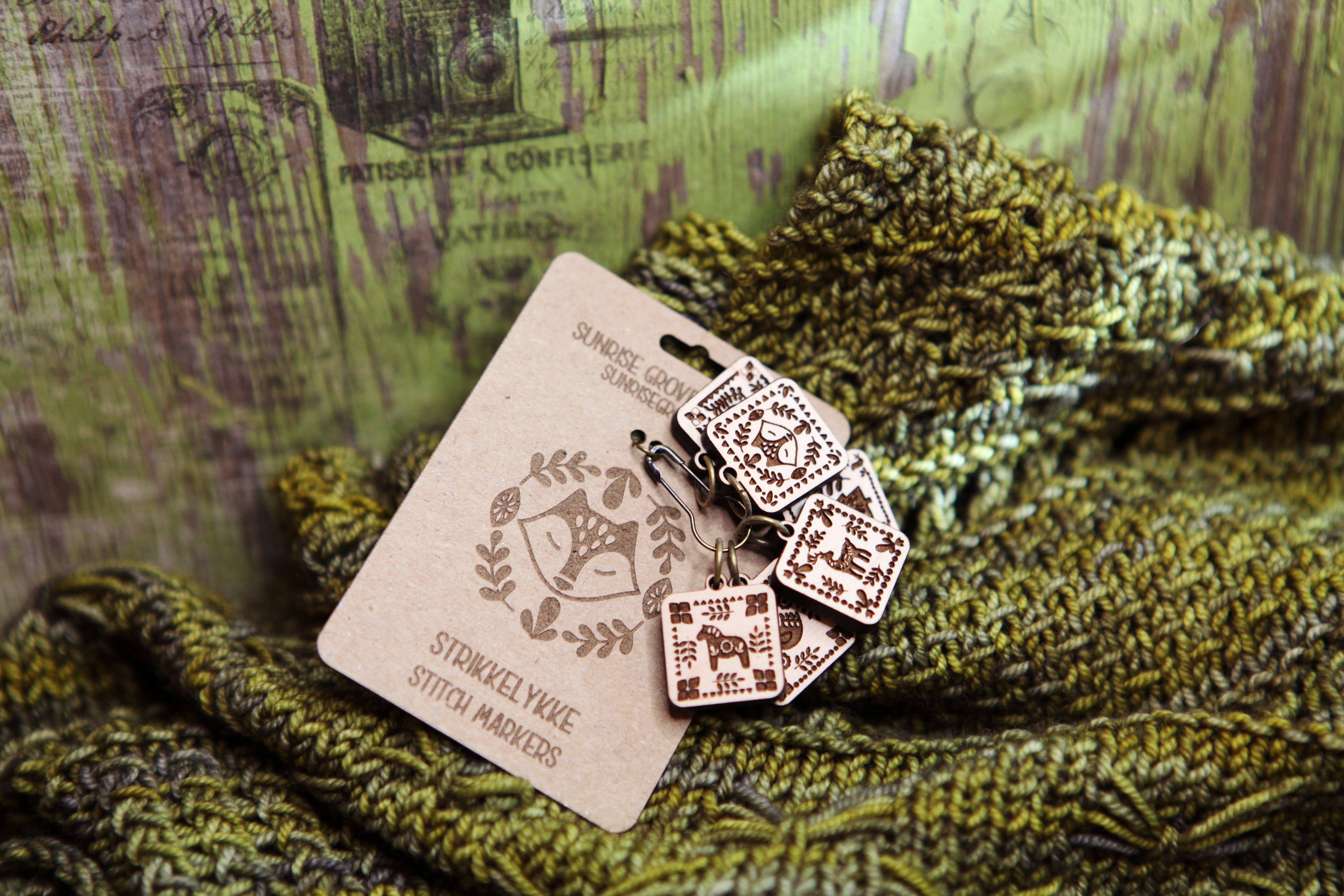 Sunrise Grove - Wholesale Knitting/Crochet Supplies - Scandinavian Stitch Markers, Nordic knitting block pattern