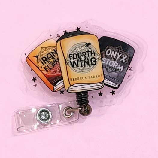 Fourth Wing Series Badge Reel for wholesale by Posh Paperie