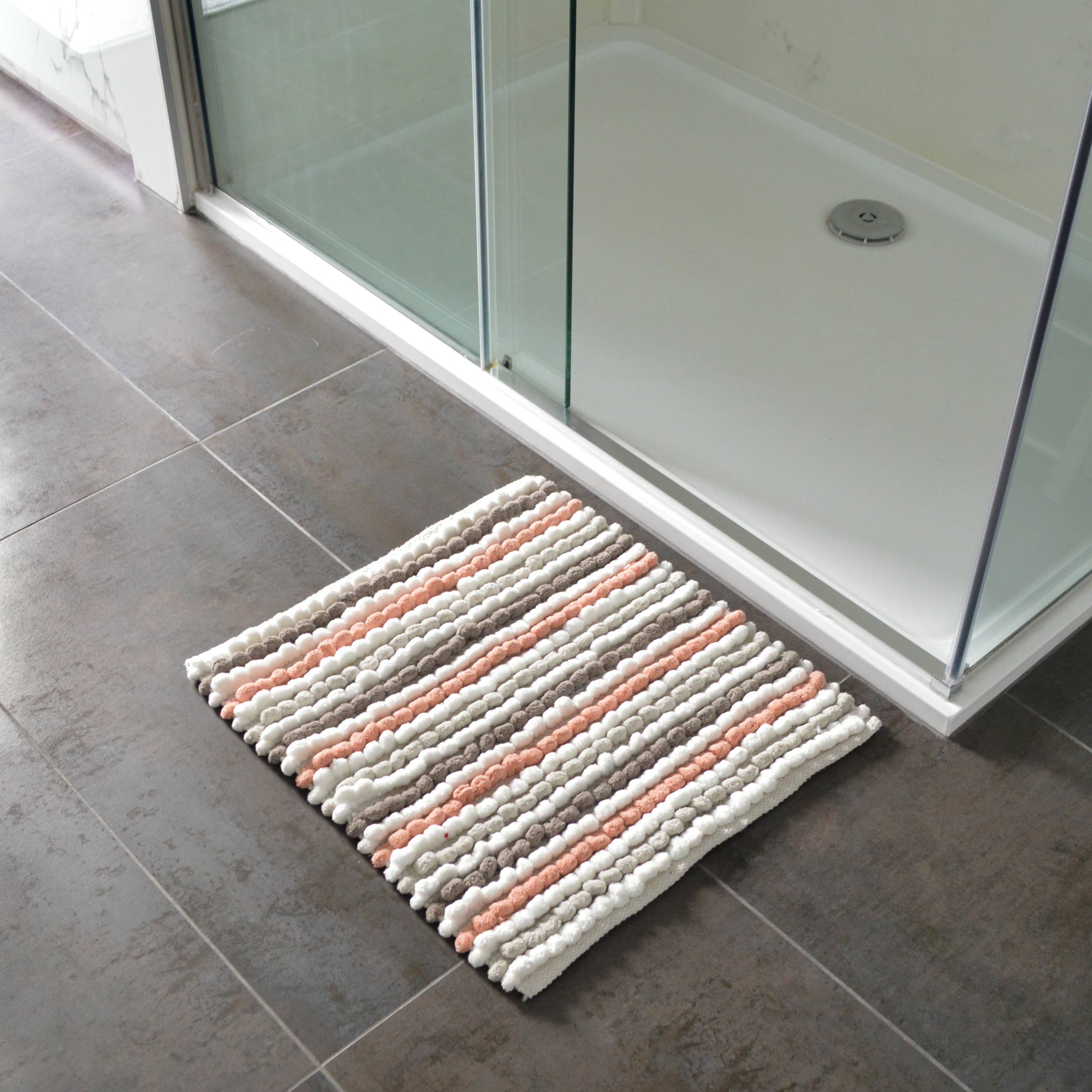 Allure Bath Fashions - Wholesale Bath Mat - Striped Chunky Bobble Shower Mat - Luxury Square Bath Mat10