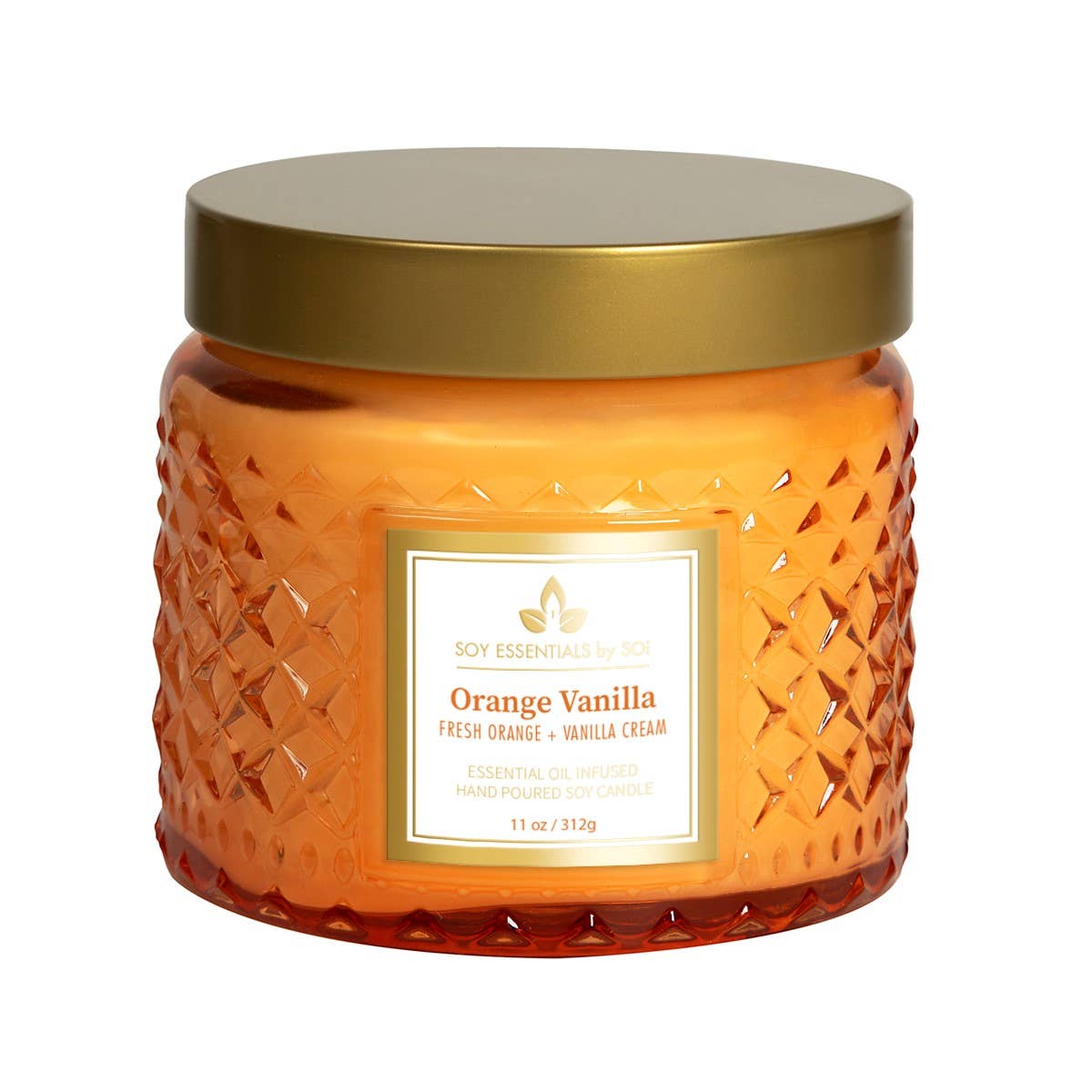 The SOi Company - Wholesale Jar/Filled Candle - Vanilla Orange 11oz Faceted Glass Jar Soy Candle   0