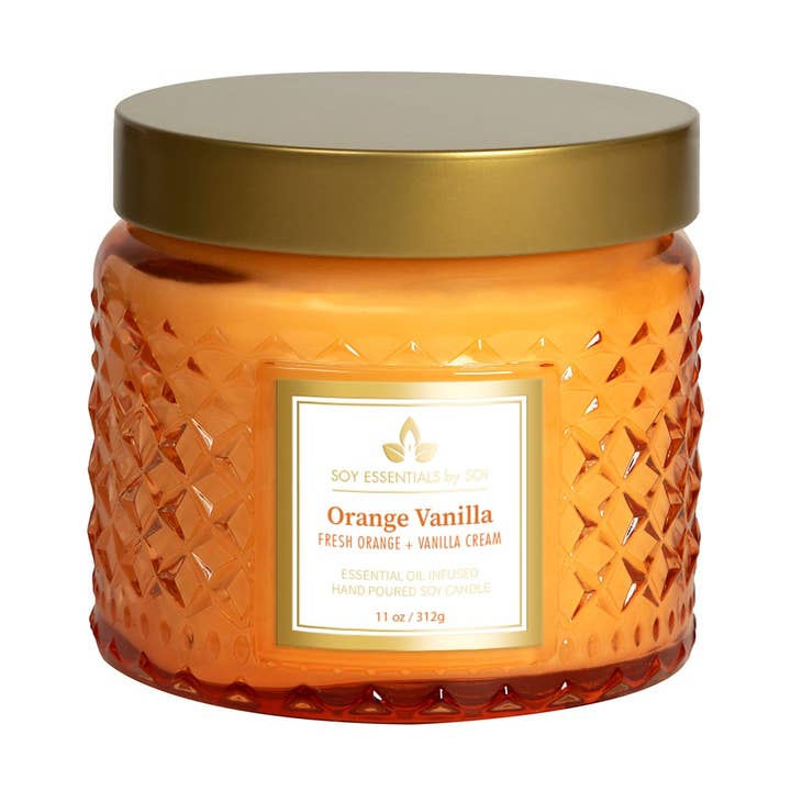The SOi Company - Wholesale Jar/Filled Candle - Vanilla Orange 11oz Faceted Glass Jar Soy Candle 0