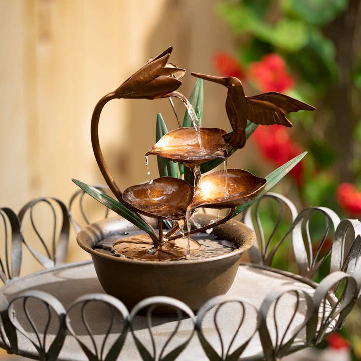 Sullivans Home Decor - Wholesale Decorative Tabletop Object - Copper Hummingbird Fountain