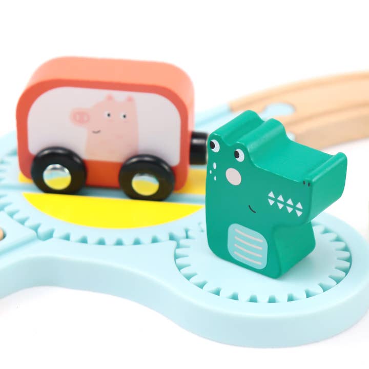 Leo & Friends - Wholesale Wood Toy - Kids - Wooden Railway Jungle 22-Piece Animal Set, Train Cars6