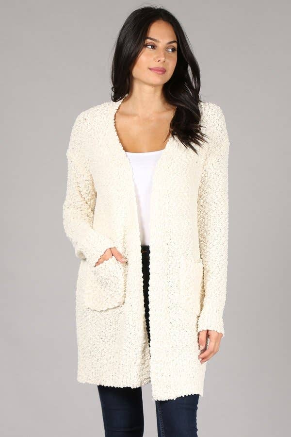 Oceanus Apparel - Wholesale Cardigan - Dames - OUG80160 Met Solid Popcorn versierde vesttrui12