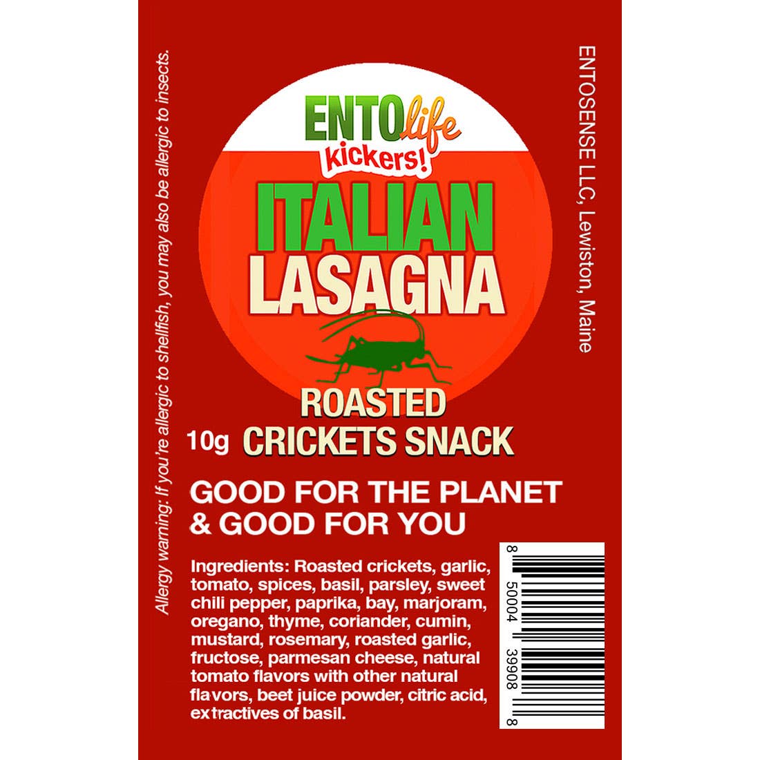 EntoLife Edible Insects - Crickets, Ants & Scorpions! - Wholesale Puffed Snack - Mini-Kickers Flavored Cricket Snacks - Italian Lasagna1