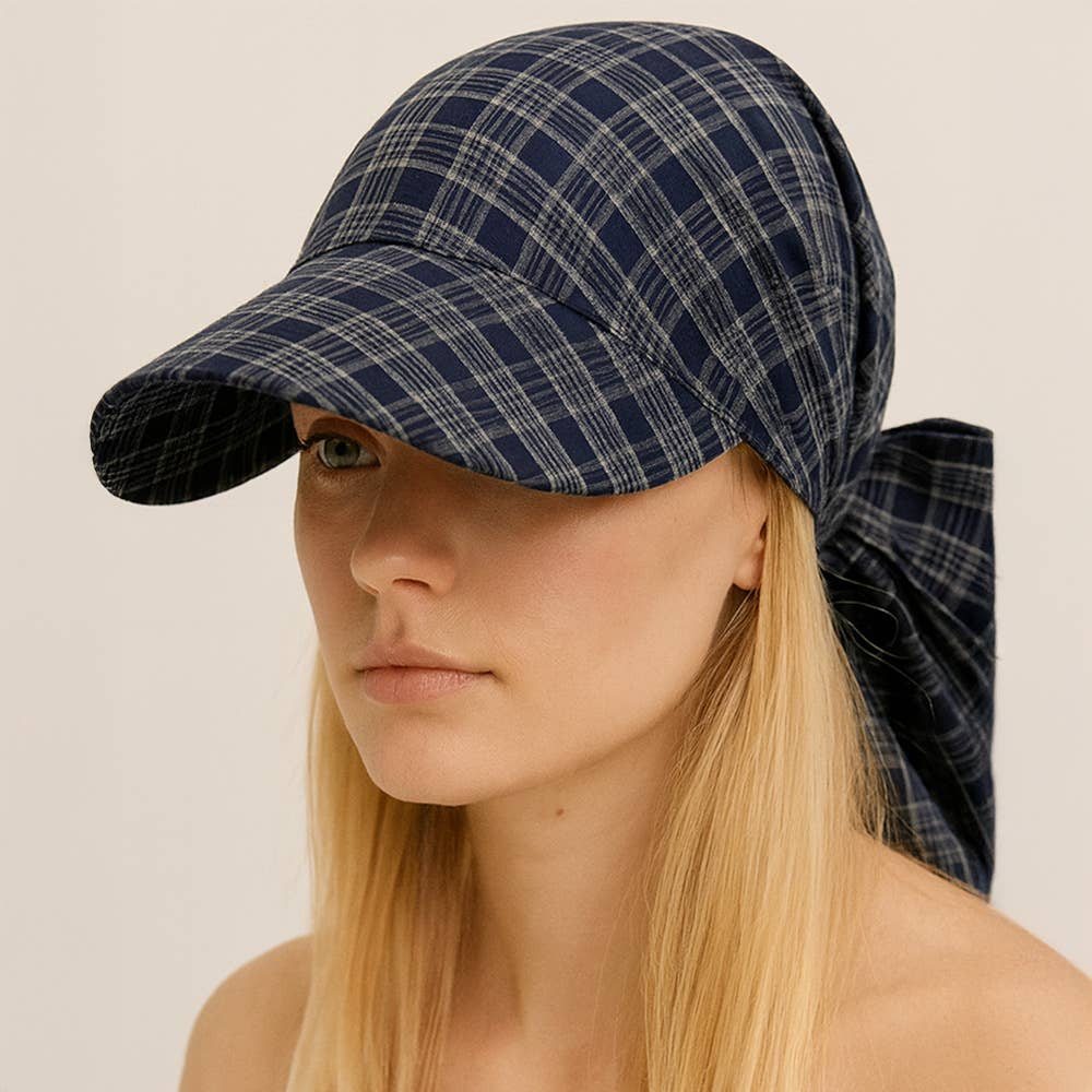 Sensibling Corp. - Wholesale Baseball Cap - Women's - Plaid Bow Back Scarf Baseball Cap4