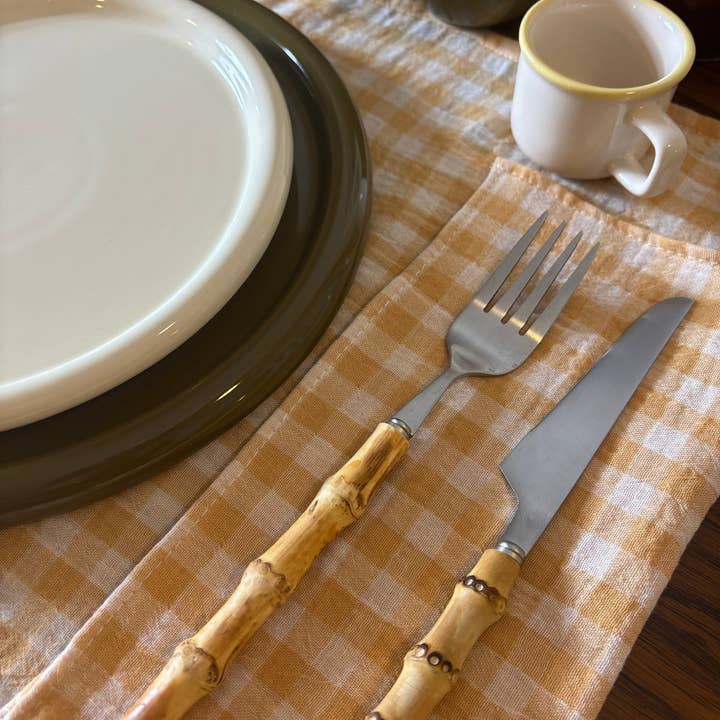 CHARMY - Wholesale Dinner & Cloth Napkin - Set of 4 Table Napkins – Double Cotton Gauze – Wheat Gingham – 40x40 cm1