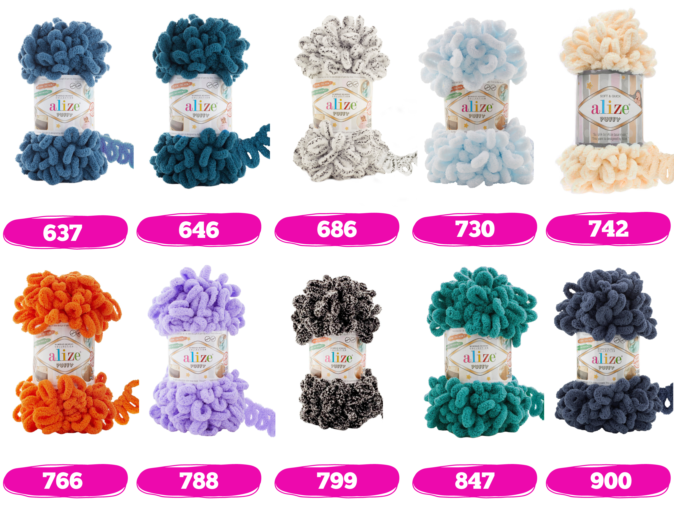 Craftsyarn – Engroshandel Garn – Alize Puffy | Tyggegarn | Blødt garn med løkker6