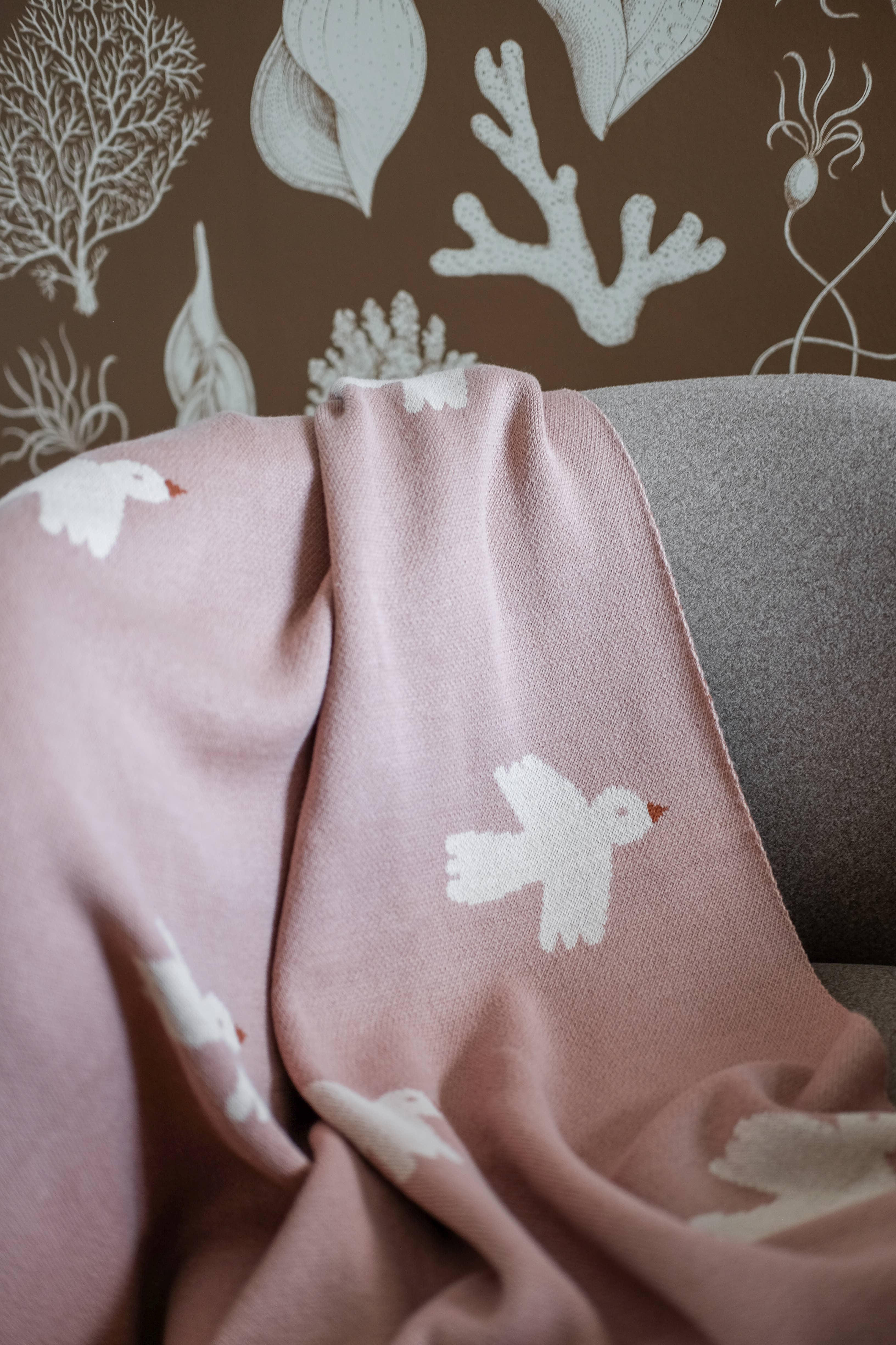 Little Otja - Vente Couverture avec étapes importantes – enfant et bébé - Couverture bébé en coton tricoté avec motif oiseaux, cadeau pour bébé5