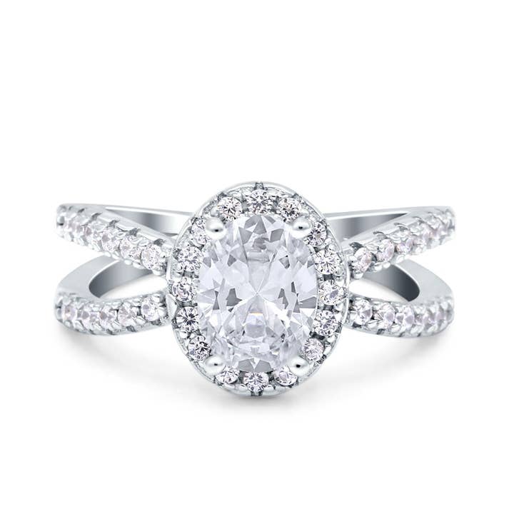 Art Deco Oval Cubic Zirconia Engagement Ring for wholesale by Blue Apple Imports